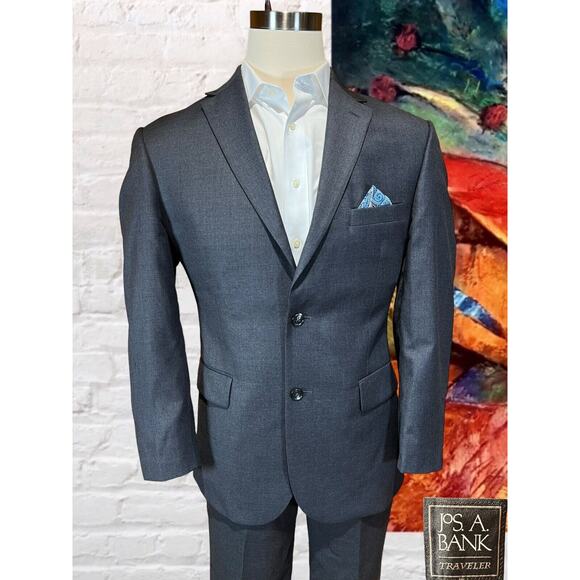 Jos A Bank Traveler 42R 32W Mens Gray 2 Piece Suit Jacket and Pants Note - Picture 5 of 16